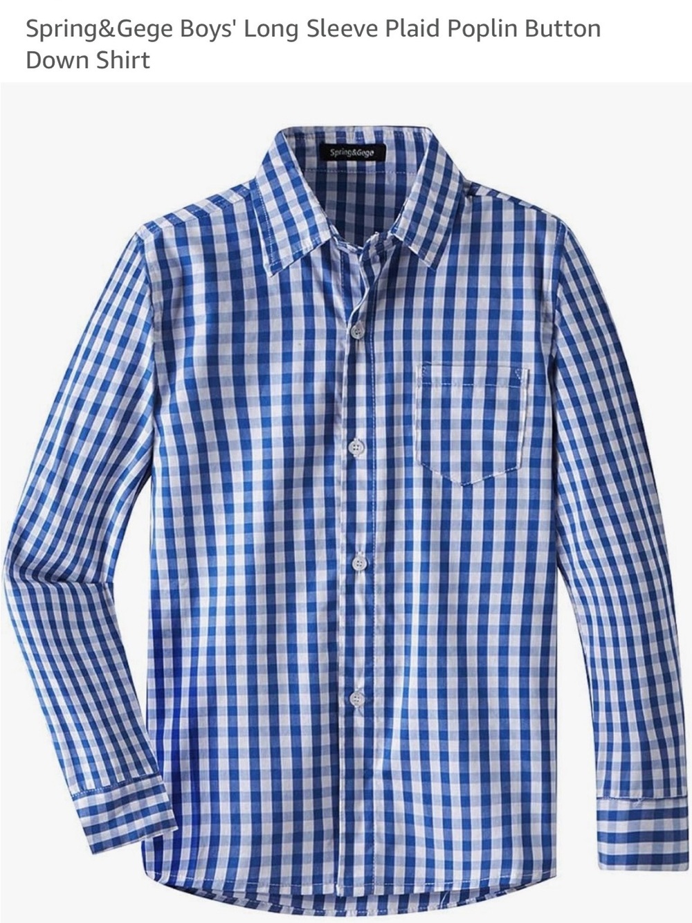 NWT Spring & Gege Boys Blue Gingham Button Down Shirt Size XXL 13-14